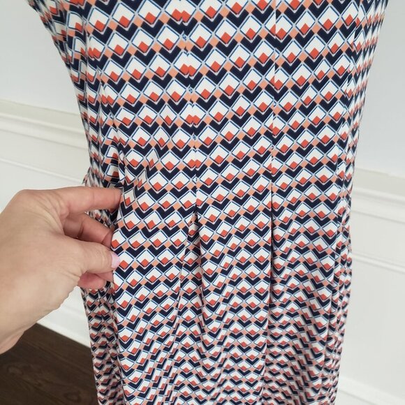 Max Studio XL Sleeveless Geometric Print Fit & Flare Stretchy Dress Pink Blue - Picture 12 of 13